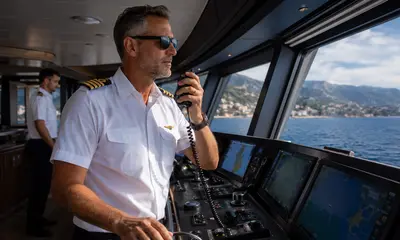 Captain on the Bridge with crew