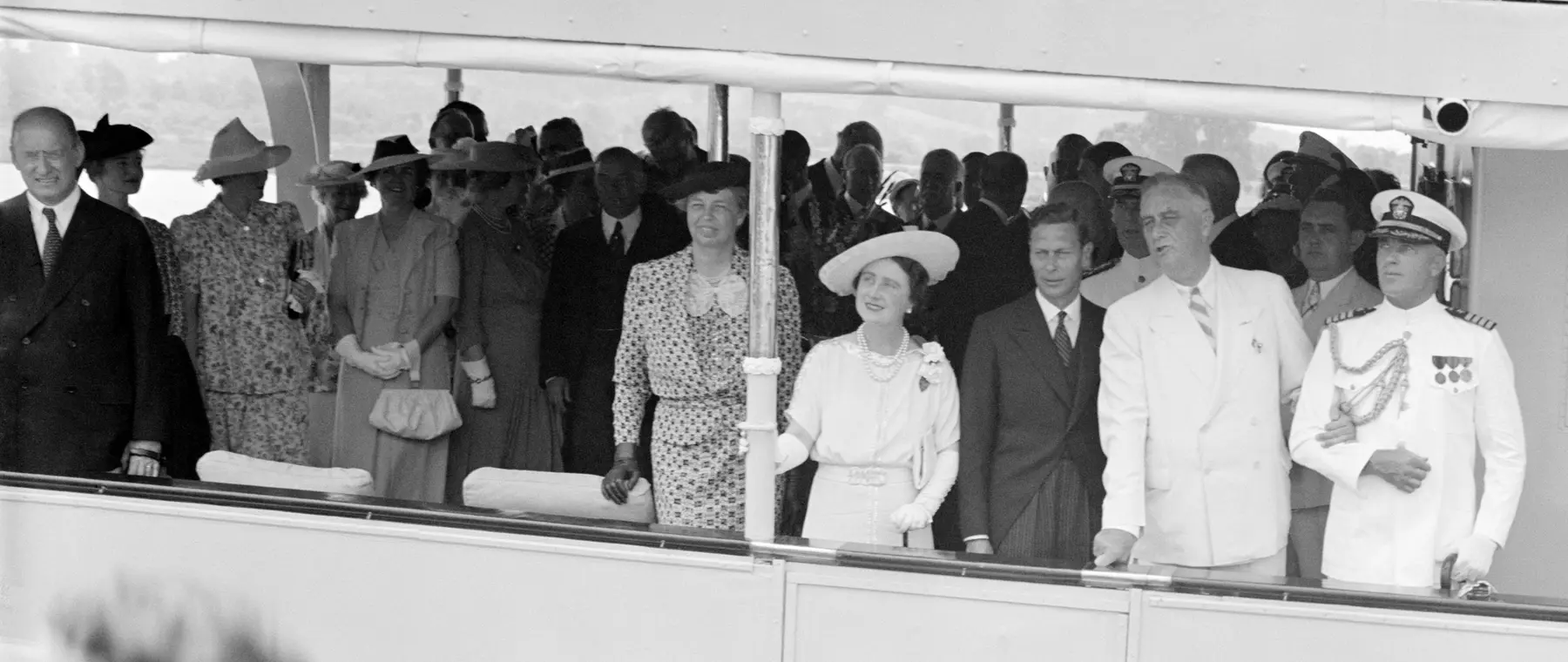 USS Potomac with Franklin and Eleanor Roosevelt, King George VI and Queen Elizabeth — 9 June 1939
