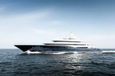 Feadship Project 1014 on sea trials - Profile view