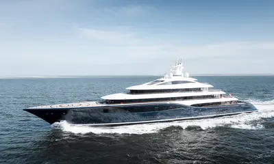 Feadship Project 1014 on sea trials - Port bow view