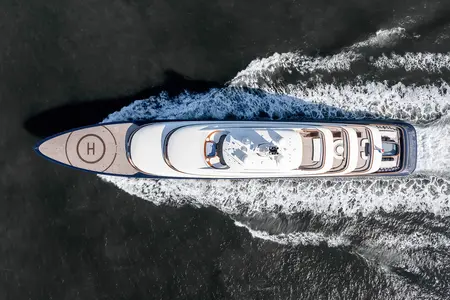 Feadship Project 1014 on sea trials - Aeriel view
