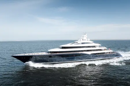 Feadship Project 1014 on sea trials - Port bow view
