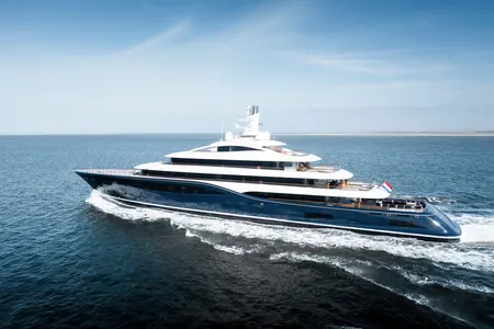 Feadship Project 1014 on sea trials - Port quarter view