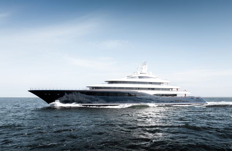 Feadship Project 1014 on sea trials - Profile view