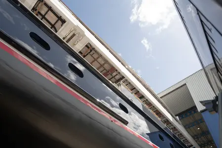 Halcyon starboard hull view during launch by Feadship after major refit.