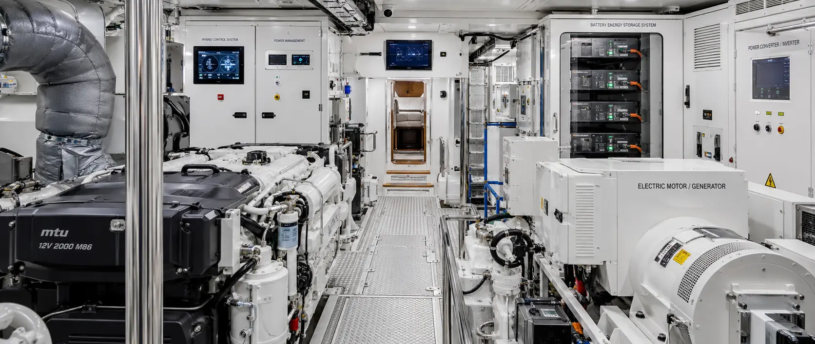 Hybrid Propulsion superyacht engine room