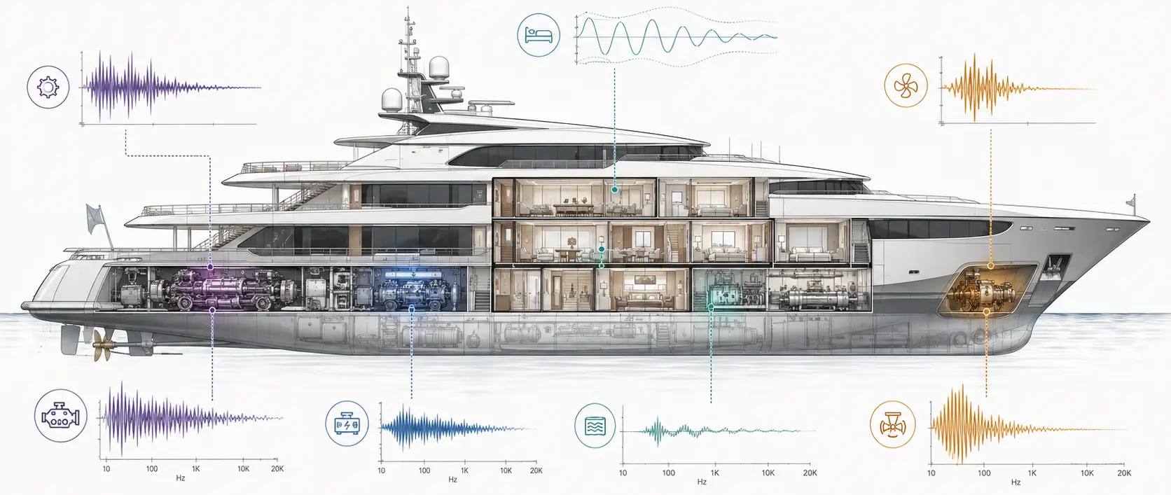 Noise reductions on superyachts