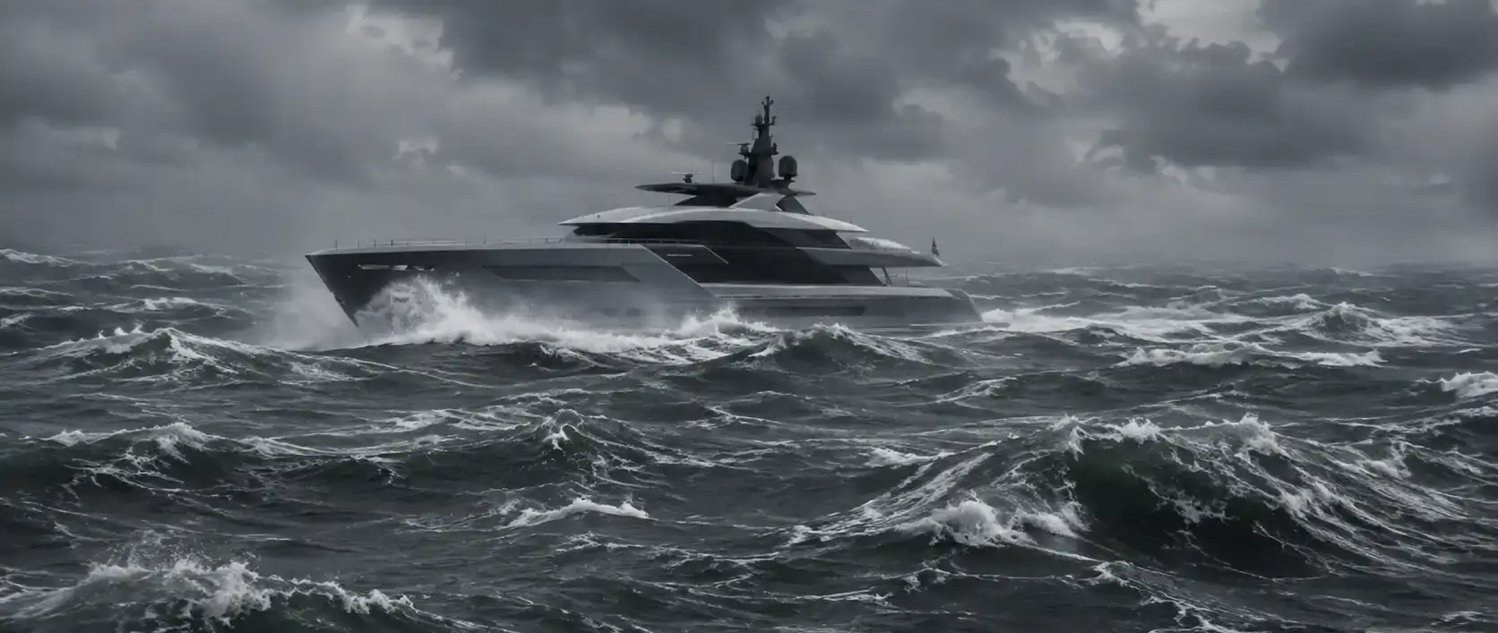 Superyacht in Rough Weather
