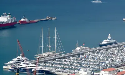 Superyachts Gibraltar mid-harbour marina