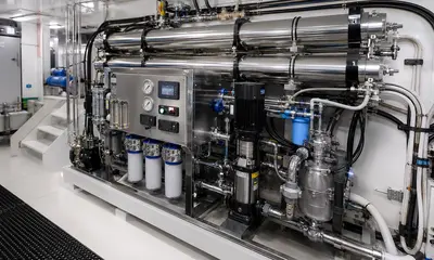 Superyacht watermaker in the engine room