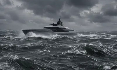Superyacht in Rough Weather