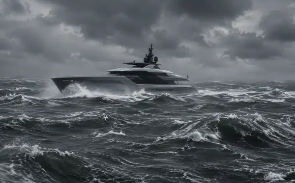 Superyacht in Rough Weather