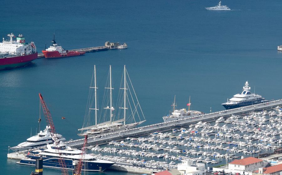 Superyachts Gibraltar mid-harbour marina