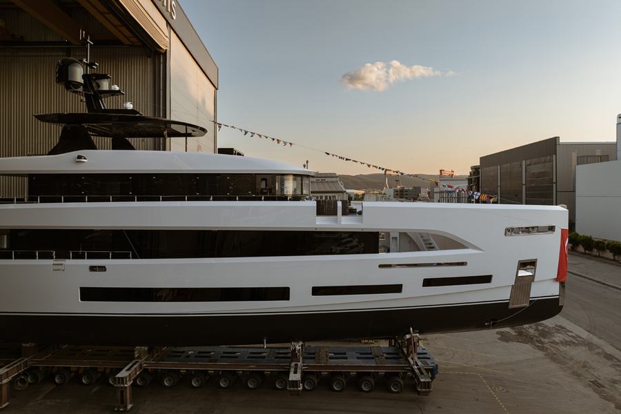Sirena 42m profile from shed view
