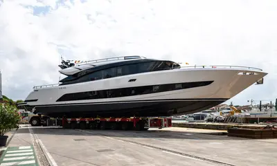 AB 95 touches the water ahead of Cannes debut - AB Yachts news image