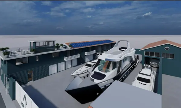 Arpeca official concept rendering of new Viareggio Darsena refit facility