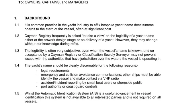 Cayman Warns Stylised Yacht Names Must Remain Clearly Legible — official source image
