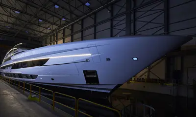 Project Cosmos hits the water! Heesen launches its largest to date, a mighty 80-metre superyacht press image