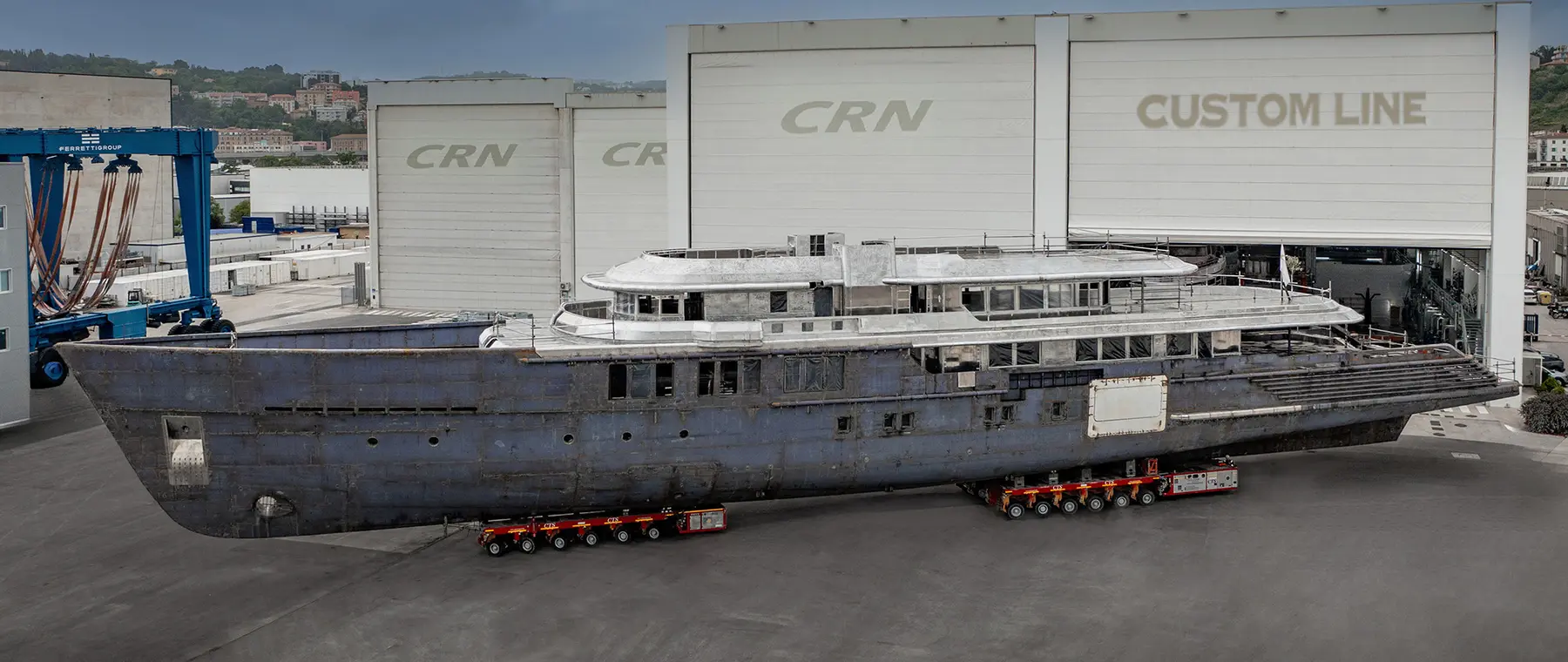 70m CRN M/Y 145-Project Thunderball: a new construction step at Ferretti Group Superyacht Yard in Ancona. - CRN news image