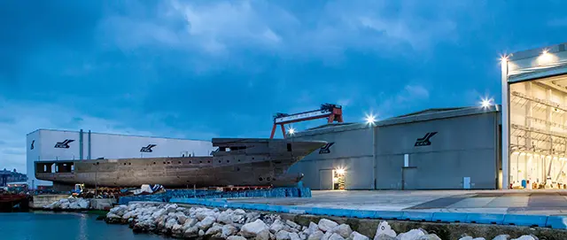 Work continues on the new 79 Metre M/Y Crn 135 at the Ancona Shipyard. - CRN news image