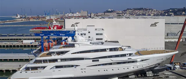 CRN positions the new 79-Metre yacht on the slipway. - CRN news image