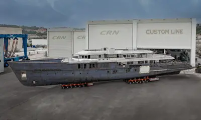 70m CRN M/Y 145-Project Thunderball: a new construction step at Ferretti Group Superyacht Yard in Ancona. - CRN news image