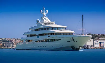 The new 79-metre CRN M/Y 135 leaves the yard marina - CRN news image