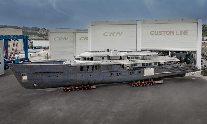 70m CRN M/Y 145-Project Thunderball: a new construction step at Ferretti Group Superyacht Yard in Ancona. - CRN news image