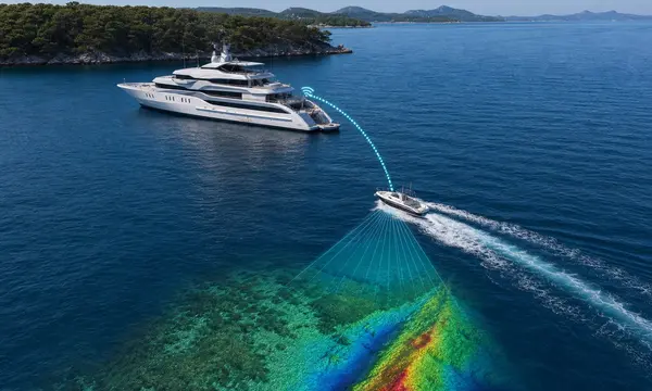WASSP W3P Uses a Tender to Map Uncharted Water Ahead of Explorer Yachts — official WASSP Multibeam image
