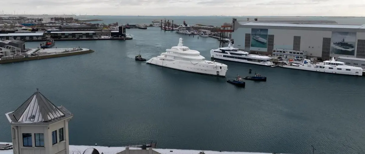 Damen Yachting proudly marks the first hull arrival of 2026 in Vlissingen. press image