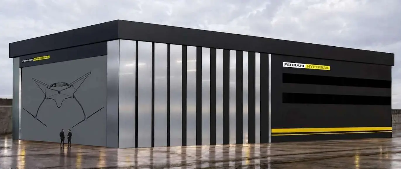 Official Ferrari Hypersail Livorno operations base 2026 press image