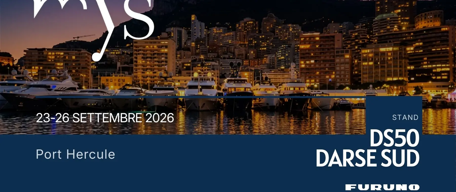 Official Furuno Monaco Yacht Show 2026 megayacht technology banner