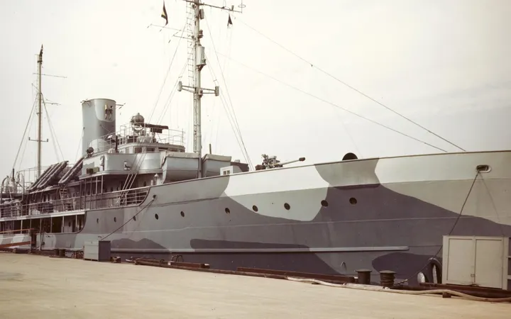 USS Dauntless, formerly SS Delphine, at Washington Navy Yard circa 1944–45