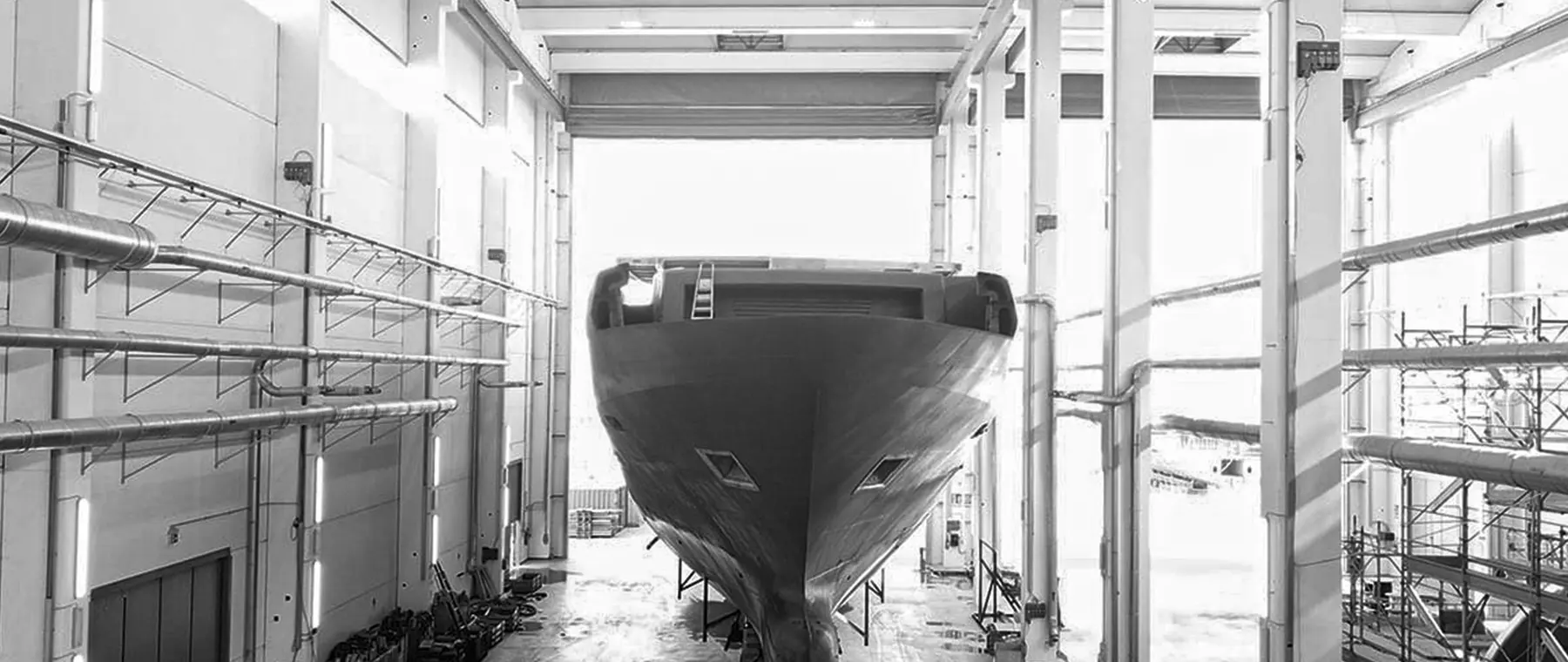 ISA Classic 65 meter rolled out and moved to the outfitting shed - ISA Yachts news image