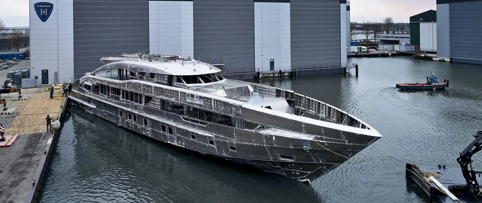 Construction update: hull and superstructure joined on 50m all-aluminium, Project Sapphire, YN 19850 press image