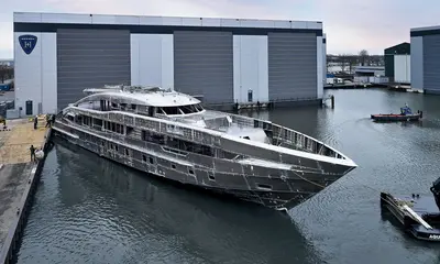Construction update: hull and superstructure joined on 50m all-aluminium, Project Sapphire, YN 19850 press image