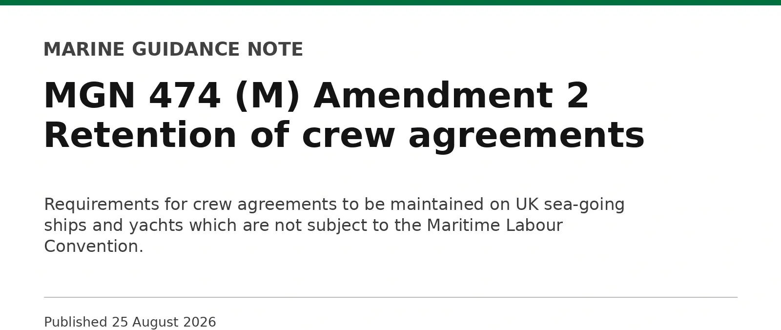 MCA MGN 474 (M) Amendment 2