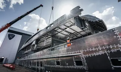Construction update: YN 20350 Project Jade, hull and superstructure now joined together press image