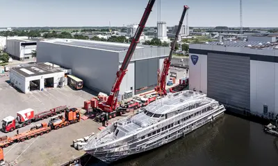 Where Wisdom Meets Waves: Heesen Announces Hull and Superstructure Joining for Project Sophia press image