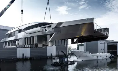 YN 20555 Project Serena: hull and superstructure now joined together press image