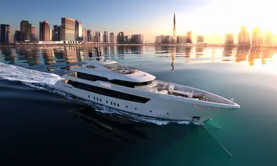 Heesen presents the 55-metre steel Project Serena at the Dubai International Boat Show press image