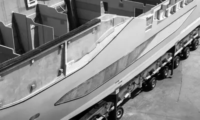 Sunseeker 134 Superyacht hull lift - official image