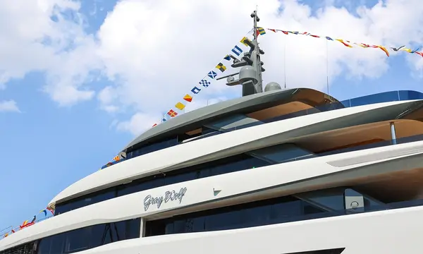 52.4m GRAY WOLF Confirmed for Monaco Yacht Show Berth E09 — Mengi Yay Yachts / official GRAY WOLF launch photograph, April 2026 (archival)
