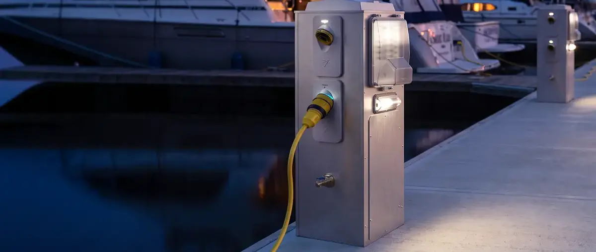 VoltSafe prongless marine shore-power connection — official press image
