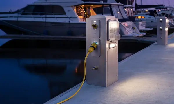 VoltSafe prongless marine shore-power connection — official press image
