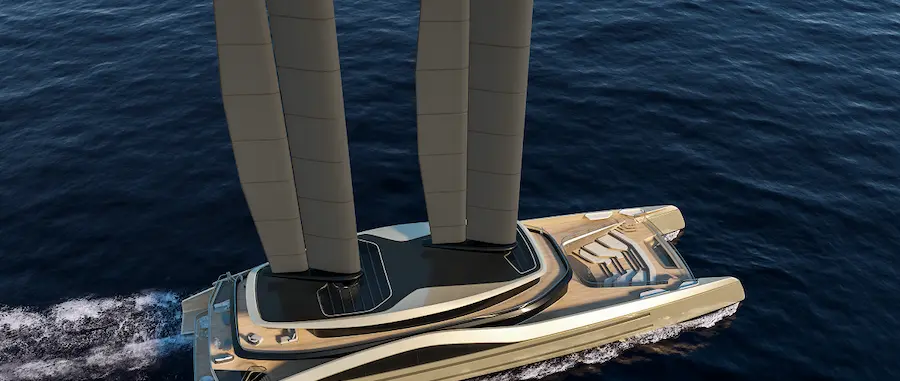 Tyrena 76m catamaran render by VPLP Design and Micheletti