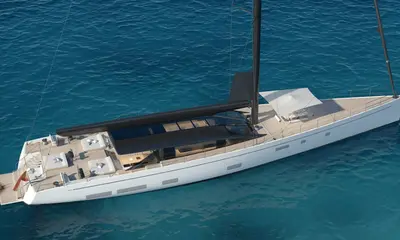 42m Turquoise Wildcat Rebuilds Perini Hull Into Performance Sloop — official source image