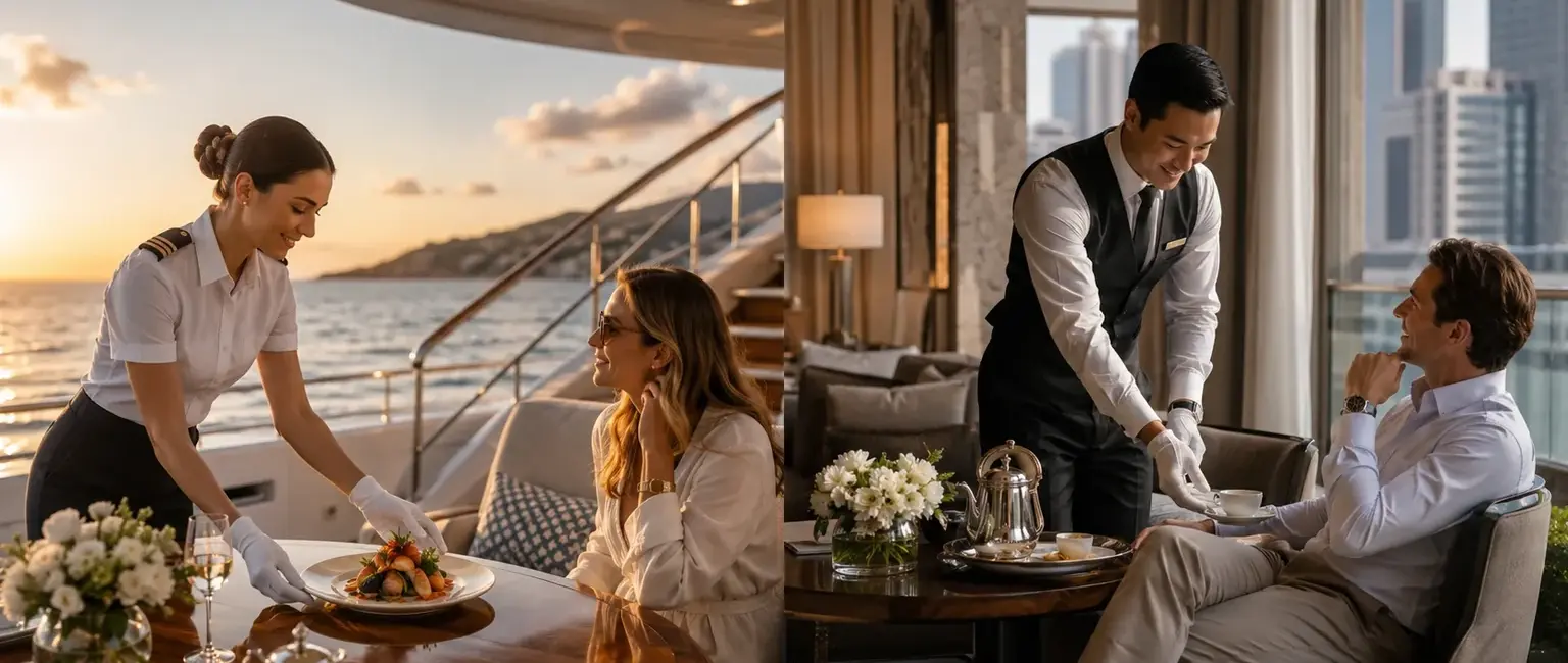 White glove service on a superyacht and in a five-star hotel