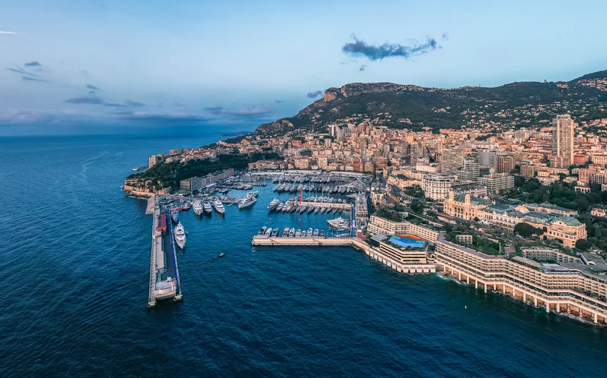 Monaco harbour and the international yacht-show setting.